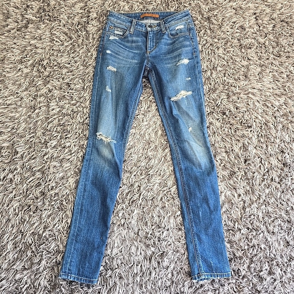 Joe's Jeans The Skinny Sloane Distressed Medium Wash Denim Jeans Size 24 31L